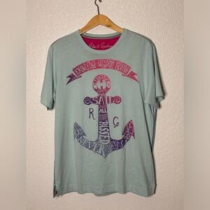 ROBERT GRAHAM Women’s Blue Anchor Short Sleeve TShirt Size L Made in Peru